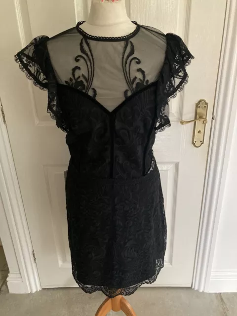 Beautiful Lipsy Dress Bnwt Size 18 Black Lacey Cut Out Back Gorgeous!