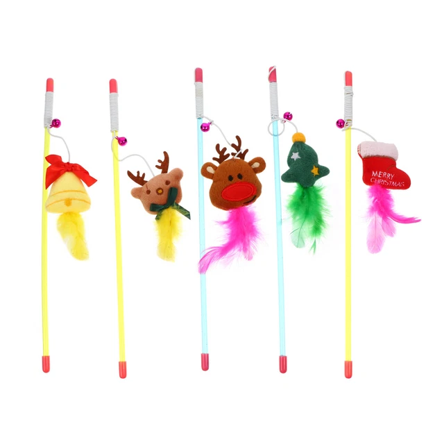 5 PCS Christmas Toys Christmas Cat Teaser Kitten Toys Indoor Cats Pet
