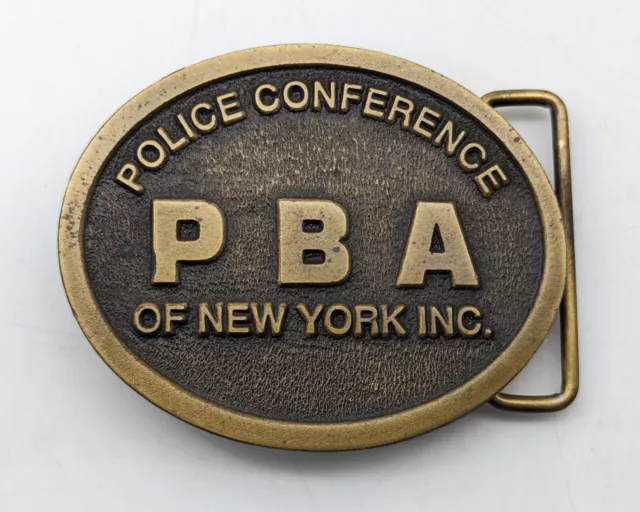 Vtg Police Conference PBA of New York Union Benevolent Assoc Brass Belt Buckle