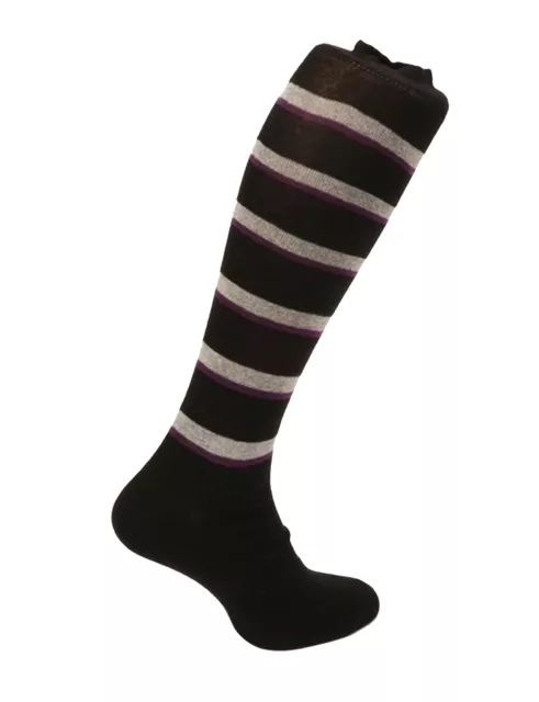 Men's Egyptian cotton socks.Striped Design.Grey / Black. Made in Italy.