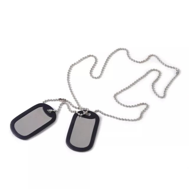 2x Military Army Blank Pendant Dog Tag Pet Puppy Cat ID Stainless Steel Chain Pd