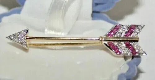 Arrow Brooch Pin 2.00Ct Round Cut Lab Created Pink Ruby 14K Yellow Gold Plated