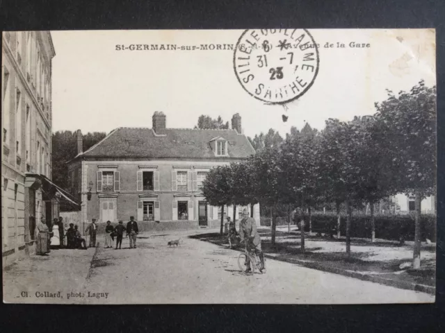 cpa 77 - SAINT GERMAIN sur MORIN Seine et Marne AVENUE de la GARE en 1923