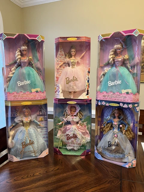 New! Large Lot Barbies In Boxes! Rapunzel, Sleeping Beauty, Cinderella Collector