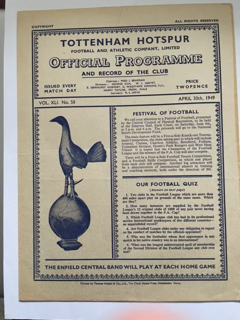 Tottenham Hotspur v Fulham 1948/49