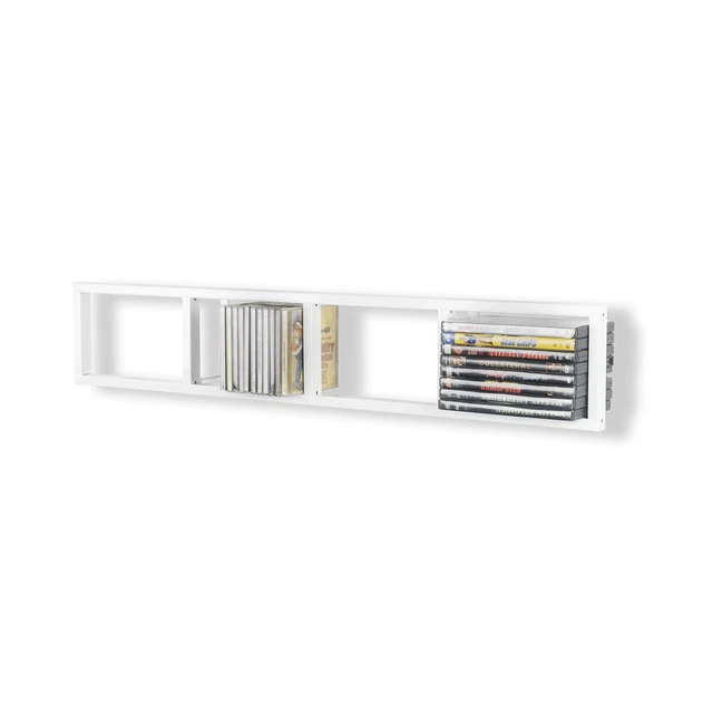 WALL MOUNT MEDIA Rack Storage White DVD CD Display Shelf Versatile