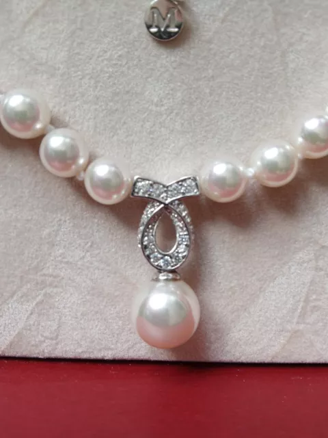 Majorica Pearl Necklace 925 Silver Stamped Clasp Boxed / Certificate