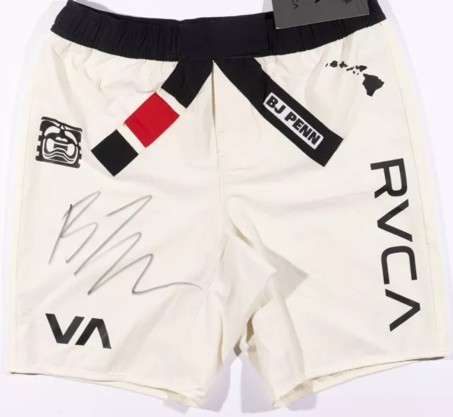 BJ Penn Signed Official RVCA Black Belt Trunks Shorts BAS COA UFC Auto'd Large L