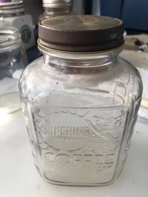 Vintage Sunshine Coffee Jar Quart Canning Jar Zinc Lid