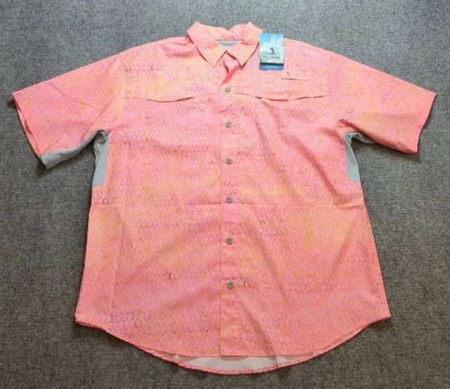 REEL LEGENDS FISHING Shirt Mens Small White Short Sleeve Button Shadester  $23.99 - PicClick