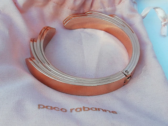 Bracelet Vintage Paco Rabanne Couleur Or Avec Cabochon Et Perle - Bijou Occasion Signature