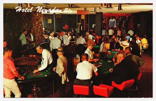 Ely Nevada Hotel Casino Interior Gambling Black Jack & Roulette Tables Band-A42