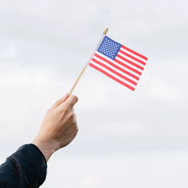 40 Small US Flags on Stick 4x6" Mini Hand Held Bulk 4th of July