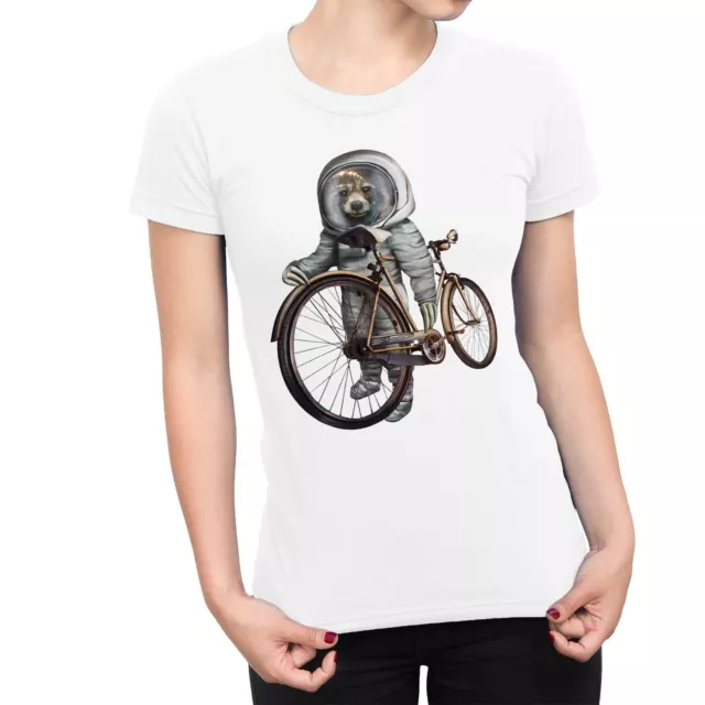 1Tee Womens Sloth Astronaut With Bicycle T-Shirt
