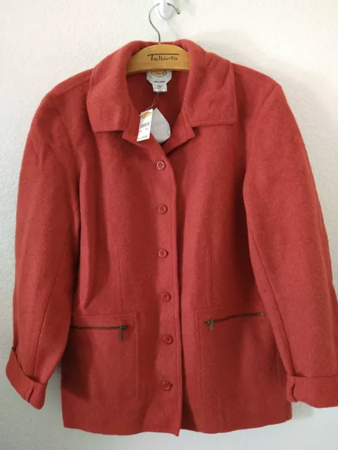 NWT, Talbots Women's Size XL Burnt Orange 100% Alpaca Wool Blend Coat