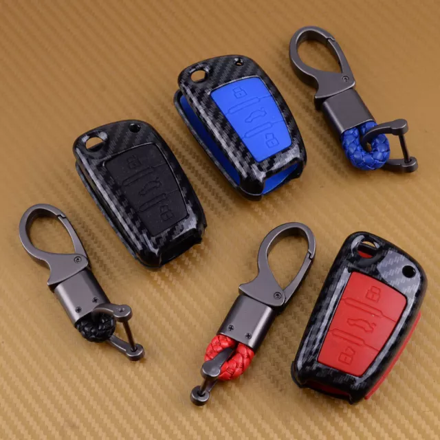 Carbon Fiber Silicone Key Cover Case Fit For Q3 A1 S3 Q7 A5 TT TTS