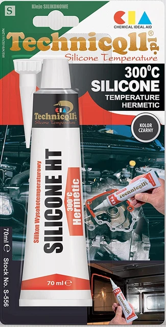 SIGILLANTE Adesivo Silicone Nero ALTA Temperatura HT 70ml Resistente al Calore 300'C