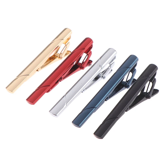 Tie Clip for Men Metal Copper Simple Bar Clasp Black Navy Blue Necktie Clasp.sf