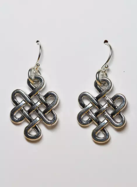 Celtic Knot Charm earrings Celts Irish .925 sterling silver pewter charms 1 1/4" 3