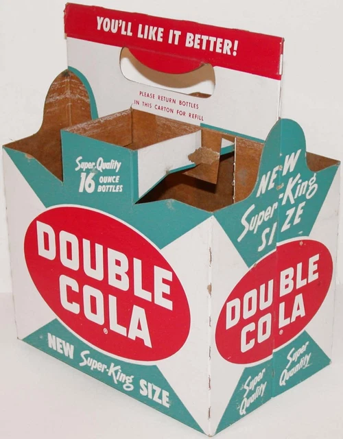 VINTAGE SODA POP bottle carton DOUBLE COLA New Super King Size 6 pack