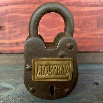 Alcatraz Prison Working Cast Iron Lock W/ 2 Keys W/ Rusty Antique Finish