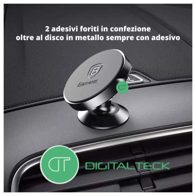 Supporto Porta Cellulare Per Auto Con Adesivo Per Cruscotto Con Calamita Nero