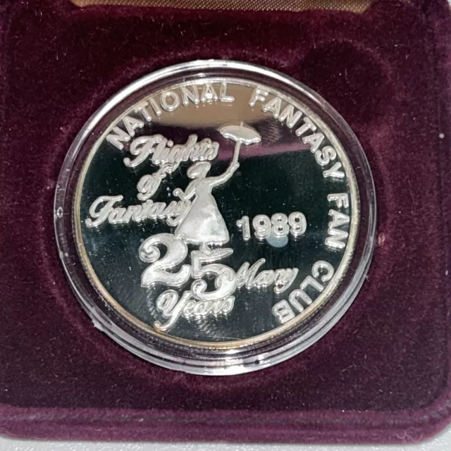 RARE 1989 Disney Mary Poppins National Fantasy Fan Club 25 Year Silver Coin 1 oz
