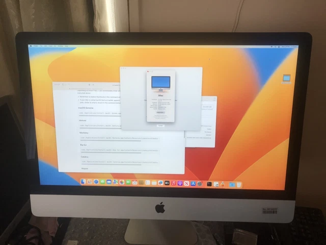 Apple iMac 27" 5K Retina Mid 2017 i5 3.4Ghz 16GB DDR4 256GB SSD macOS 13.6.1