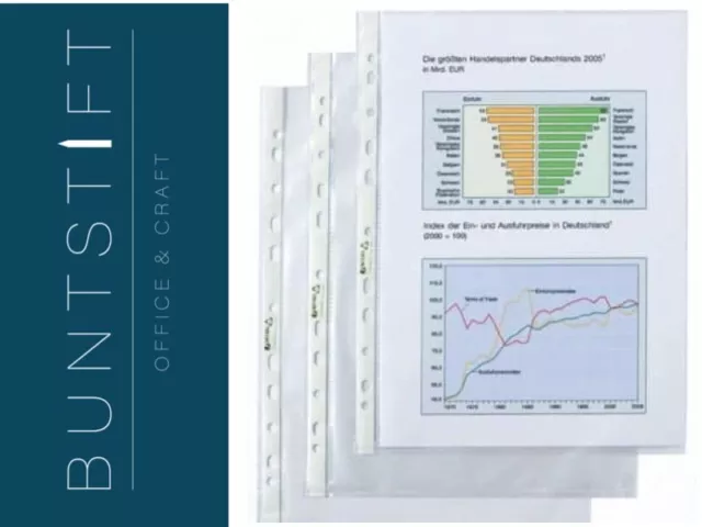 Prospekthüllen Din A4 Klarsichthüllen (50my u. 80my) Menge u. Ausführung wählbar