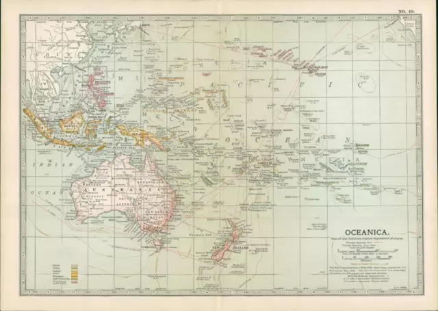 1903  Large Colour Map OCEANICA (EB44)