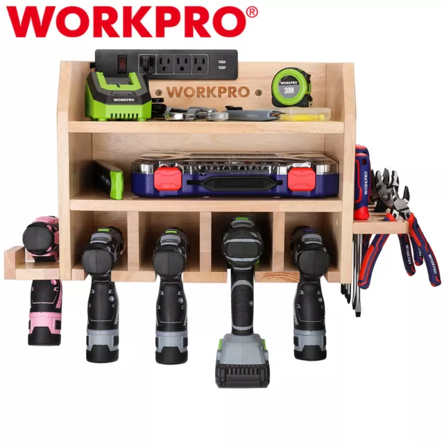 WORKPRO Power Tool Organizer Cordless Drill Holder Storage Wall Mount Drill Slot