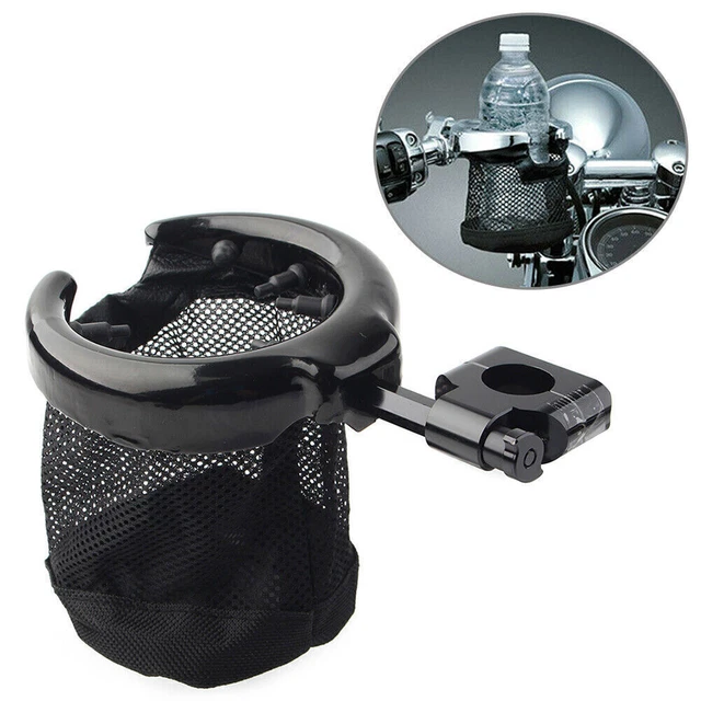 1'' Universal Handlebar Cup Holder Metal Drink Basket For Harley Dyna FXD Black