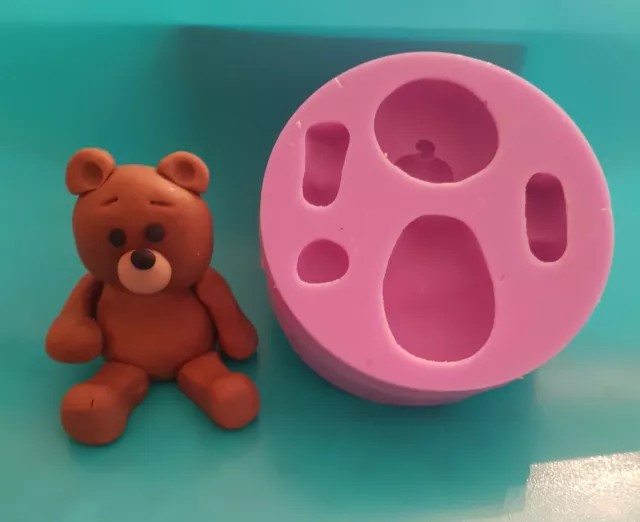 9cm TEDDY BEAR BORDER SILICONE MOULD FOR CAKE TOPPERS, CHOCOLATE, CLAY ETC
