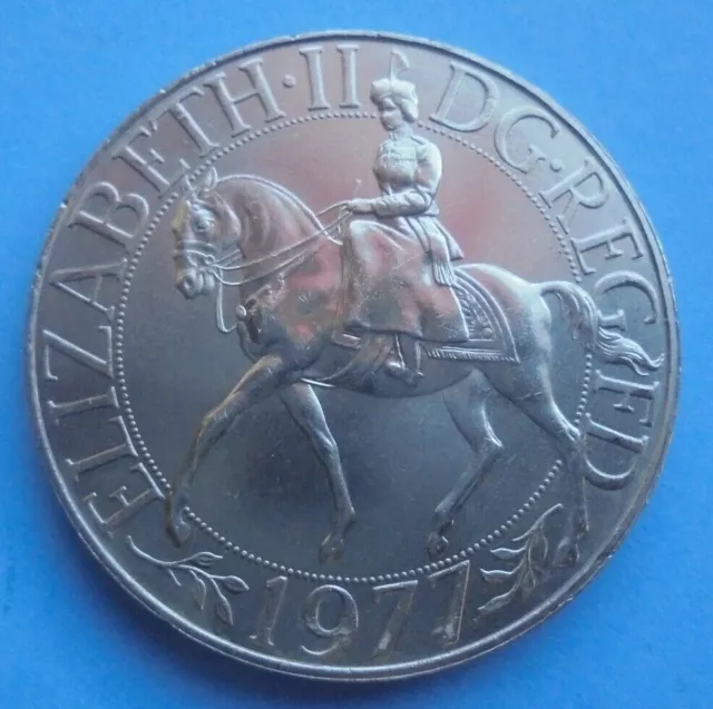 1977 Silver Jubilee Crown Coin, Queen Elizabeth II on Horseback, as shown.