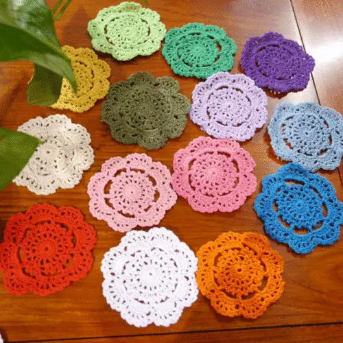 15Pcs Hand Crochet 4" Round Small Doilies Set Snowflake Floral Color Random
