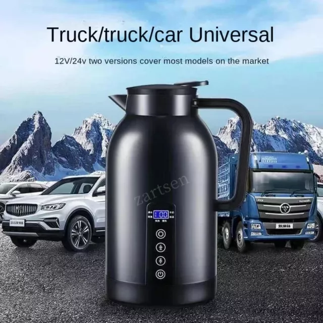 1300ML Car Hot Kettle Portable Water Heater Travel Auto 12V/24V for Tea Coffee 3