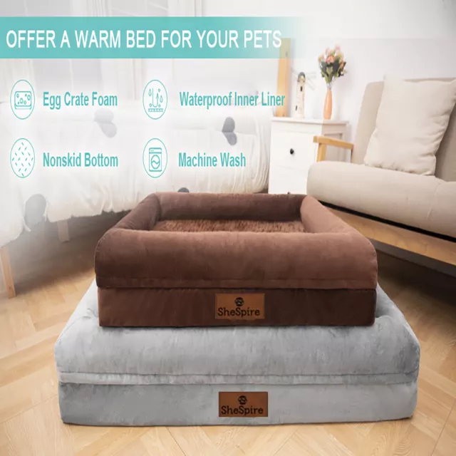 Medium Large Jumbo Dog Bed Orthopedic Memory Foam Dog Cushion Pet Bolster Sofa