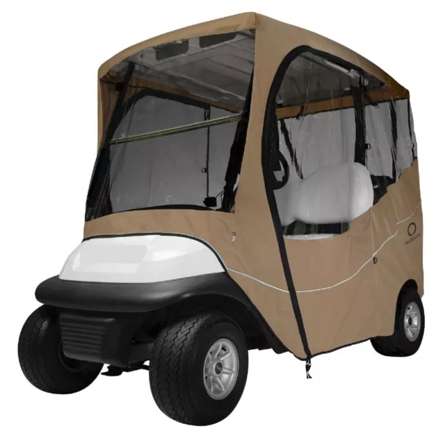 Classic Accessories Fairway 2 Person Golf Cart Travel Cab Enclosure Khaki