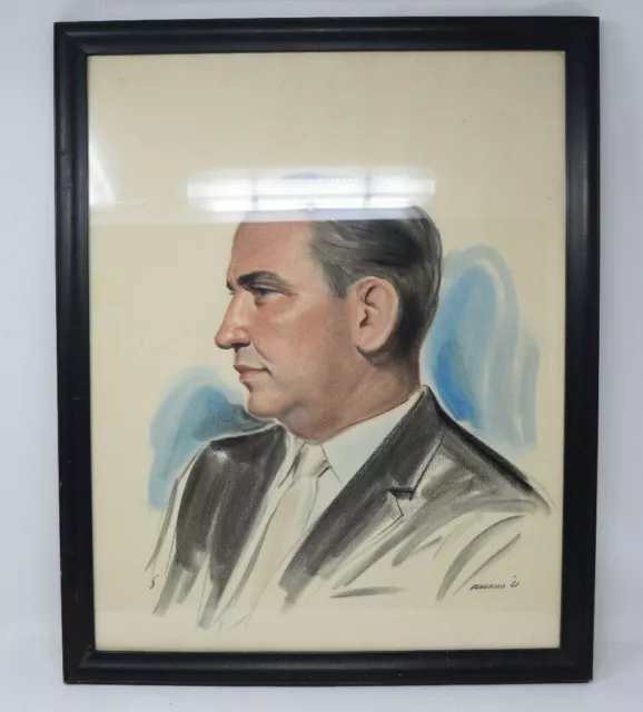 Federico fine 1961 portrait vintage realism painting mid 20th Century drawing