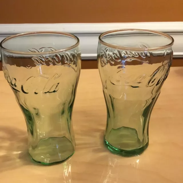Coca-Cola Set of 2 Green 4.5" Mini Coke Shot Juice Glasses (#1)