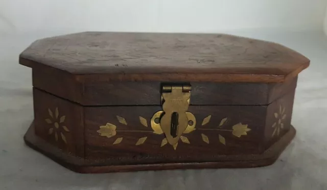 Beautiful Vintage Wooden Storage Box (Width - 15.5 cm)