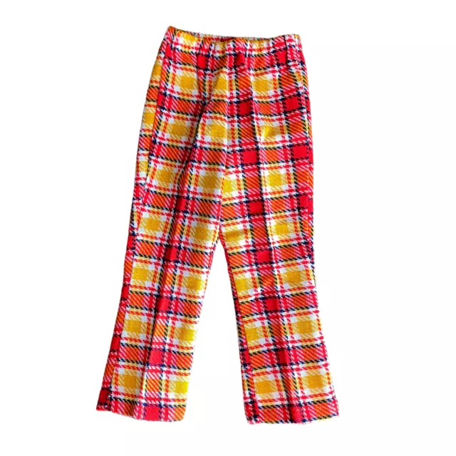 Toddler Plaid Pants Vintage 60s Size 2T Orange Gold Black 1960s Mod Flare Slacks