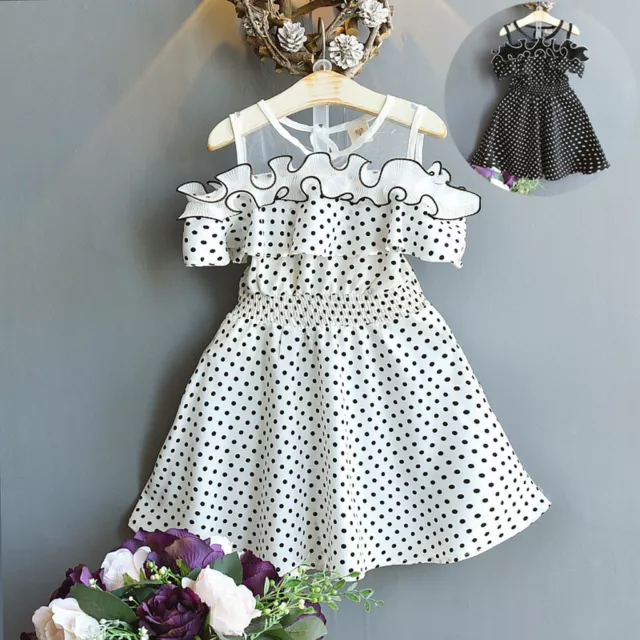 Toddler Kids Baby Girls Summer Dress Dot Printing Party Pageant Princess Dresses