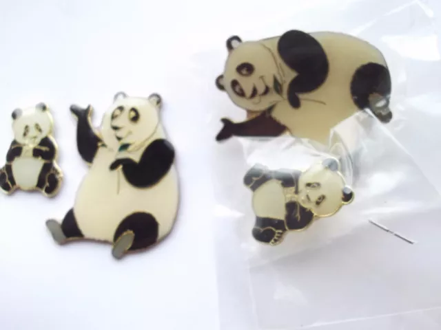 Sale - Giant Panda Bear & Cub Wwf Zoo Animals Fun Enamel Pin Badge Job Lot Set 3