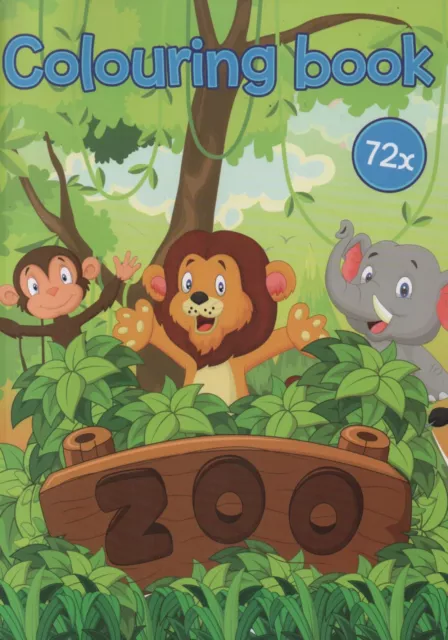 Colouring Book - Malbuch für Kinder - Zoo, Elefant, Nashorn, Affe und v. a. #235