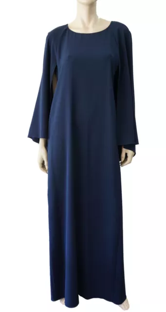 OSCAR DE LA RENTA 2013 Navy Cape Effect Crepe Gown 14 PRISTINE