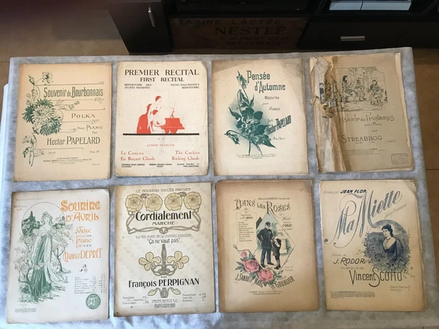 Lot 8 Anciennes Partition Pour Piano Streabbog,Scotto,Papelard,Francaix,Debret..