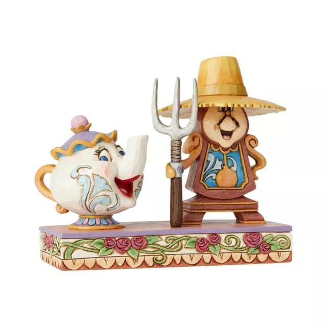 Disney Traditions Cogsworth and Mrs Potts from Beauty and the Beast Jim Shore