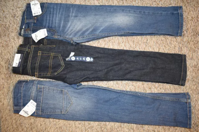 G8 lot of 3 NWT Boys Size 5 OSHKOSH B'Gosh Skinny Stretch Blue jeans