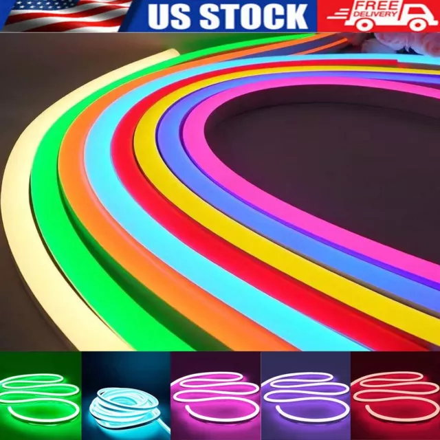 1M 5M 10M 12V Flexible Sign Neon Lights RGB Silicone Tube LED Strip Waterproof